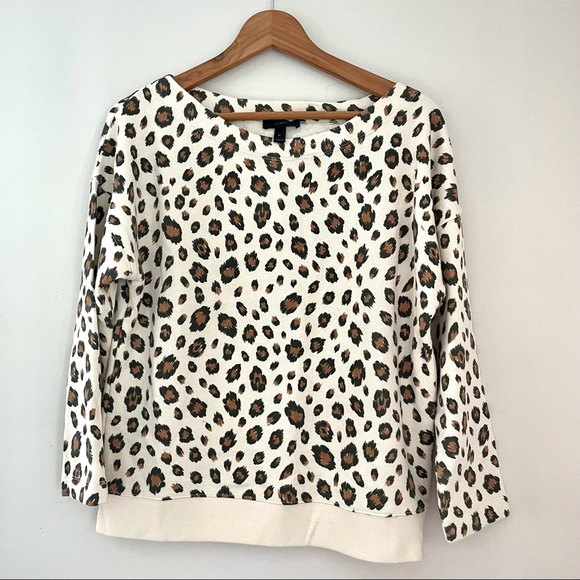 J. Crew Tops - J. Crew Cream Leopard Sweatshirt Sweater Animal Print Boho Cheetah Lounge M